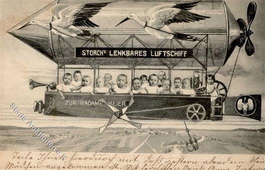 STORCH - Storchs Lenkares LUFTSCHIFF (Zeppelin) Mit Babys I-II Dirigeable - Andere & Zonder Classificatie