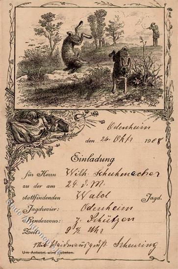 Jagd Einladung  1908 I-II Chasse - Caccia