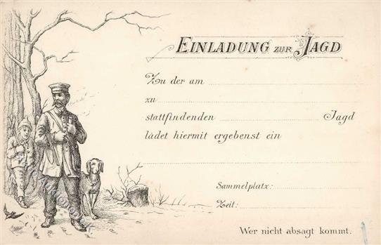 Jagd Einladung Um 1900 I-II (fleckig) Chasse - Jacht