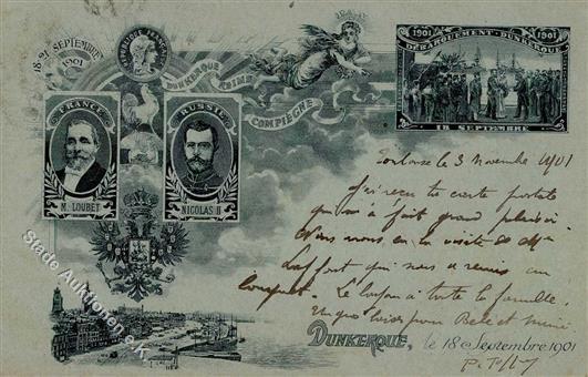 Adel Russland Zar Nicolas II In Dunkerque 1901 I-II (fleckig) - History