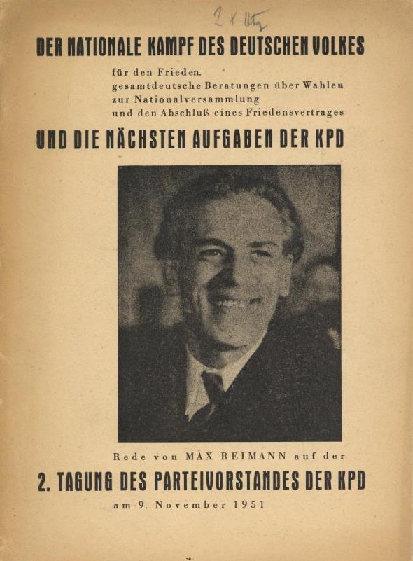 Buch Politik Heft 2. Tagung Des Parteivorstandes Der KPD 9.11.1951 Die Rede Von Max Reimann 43 Seiten II - Evenementen