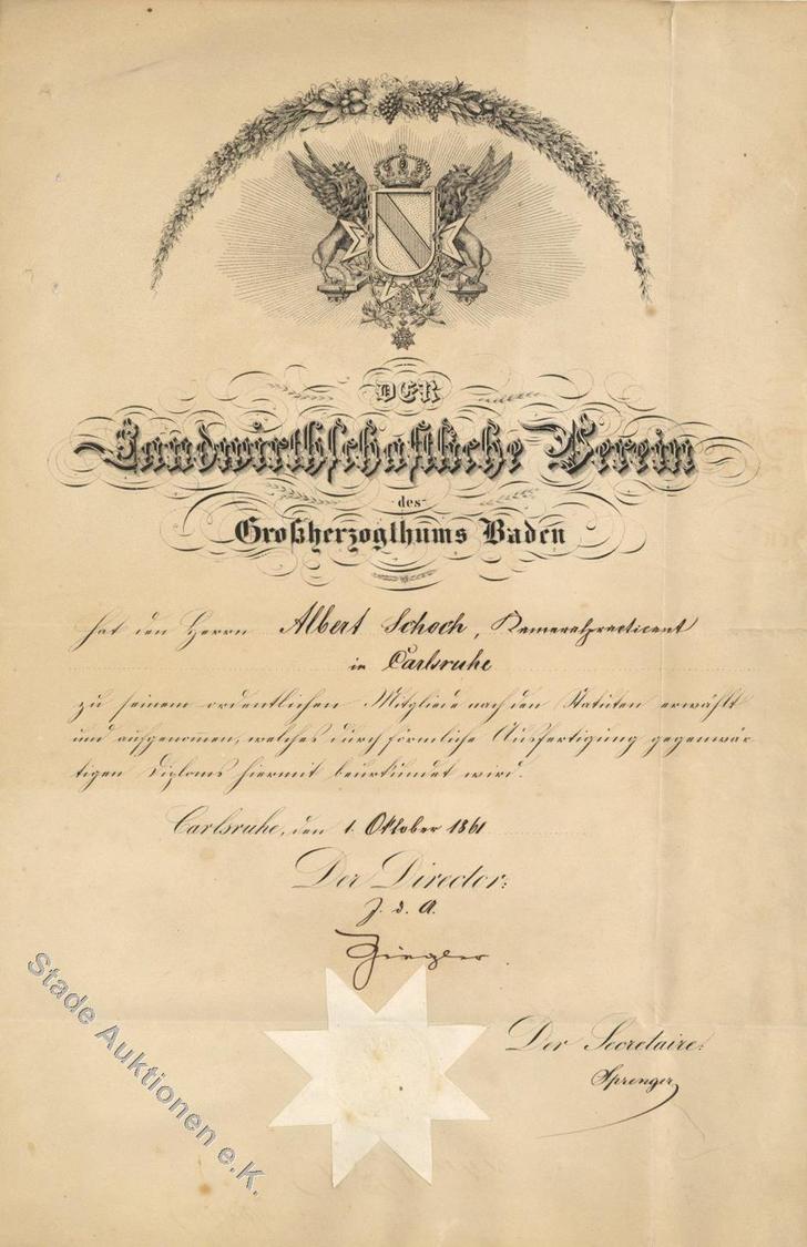 Politik Lot Mit 2 Urkunden Aus Den Jahren 1858 U. 1861des Großherzogtums Baden II (altersbedingete Gebrauchsspuren) - Eventi