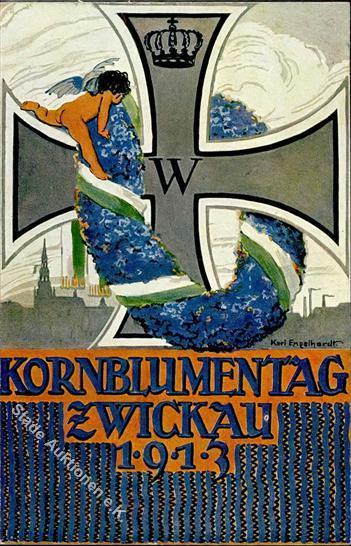 MARGARITENTAGE - KORNBLUMENTAG ZWICKAU 1913 - Künstlerkarte Sign. Karl Engelhardt I - Esposizioni