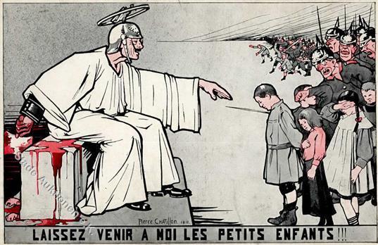 Antipropaganda WK I Frankreich Kaiser Wilhelm II Soldaten Kinder Sign. Chatillon, Pierre Künstlerkarte I-II - Uniformen