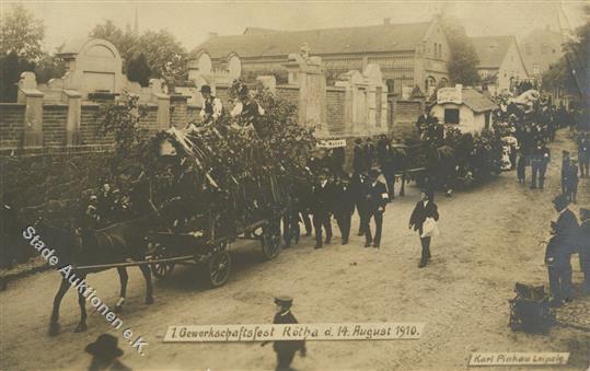 Gewerkschaft Rötha (O7209) 1. Gewerkschaftsfest 1910 I-II - Uniformen