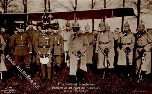 WK I Immelmann Oberleutnant Empfänt Den Besuch Des Königs Von Sachsen Foto AK I-II - Guerra 1914-18