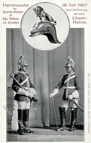 Regiment Dresden (O8000) Garde Reiter Löwen Helm 1907 I-II - Regimenten