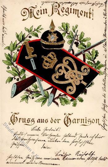 Regiment Dresden (O8000) Gruss Aus Der Garnision Prägedruck 1902 I-II Montagnes - Regimenten