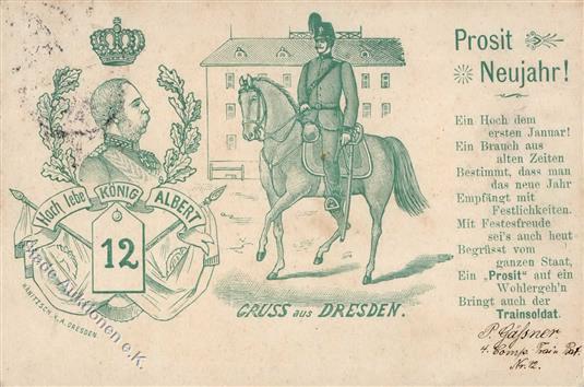 Regiment Dresden (O8000) Nr. 12  1897 I-II (fleckig) - Reggimenti
