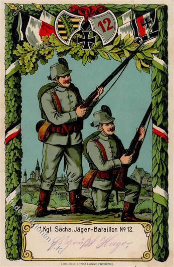 Regiment Freiberg (O9200) Nr. 12 1. Kgl. Sächs. Jäger Bataillon  1915 I-II - Regimenten