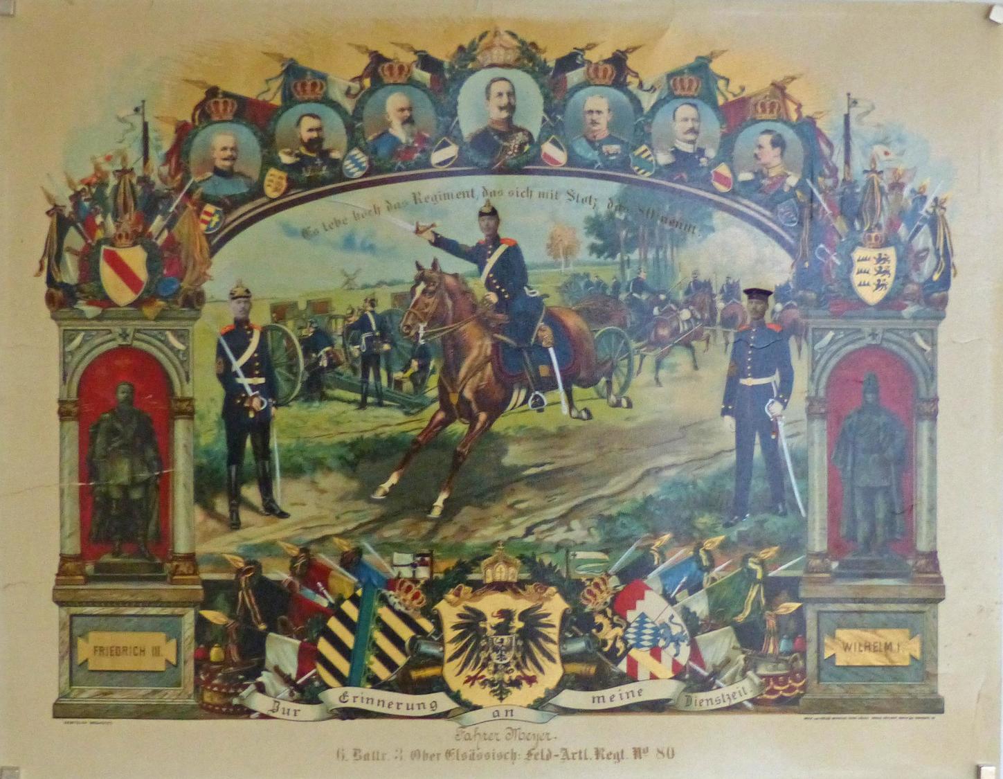 RESERVISTENBILD Regiment Nr. 80 6. Battr. 3. Ober Elsässisch. Feld Artl. Regt. Bild 63,5 X 49 Cm Erinnerung An Meine Die - Regimenten