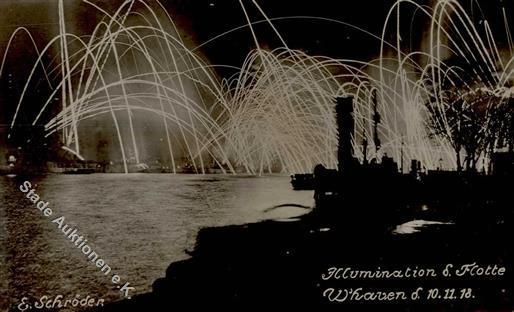 Weimarer Republik Wilhelmshaven (2940) Revolution 1918 Illumination Der Flotte Foto AK I-II - Storia