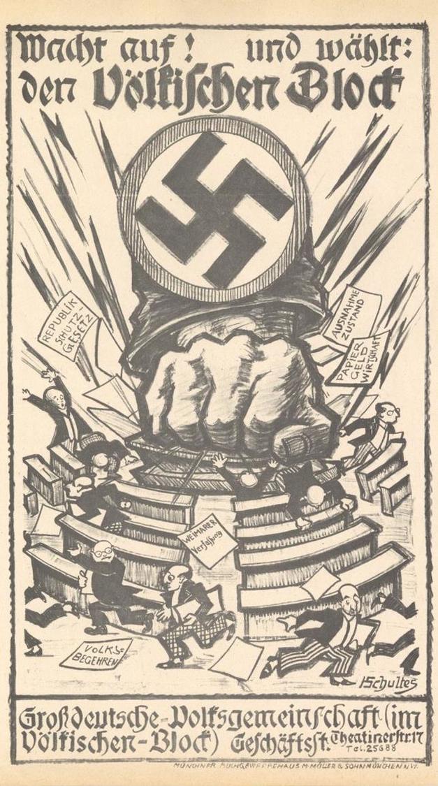 Zwischenkriegszeit Wahlpropaganda 1924 Völkischer Block Flugblatt 16,5 X 29,5 Cm I-II - Geschiedenis