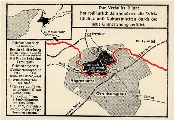 NS-LANDKARTE WK II - FREYSTADT BISCHOFSWERDER I - Guerra 1939-45