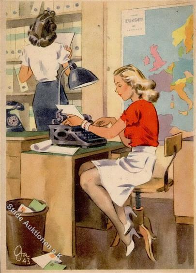 Propaganda WK II Frauen Schaffen Für Euch Die Stenotypistin Sign. Gagelmann WK II Künstlerkarte I-II Femmes - Guerra 1939-45