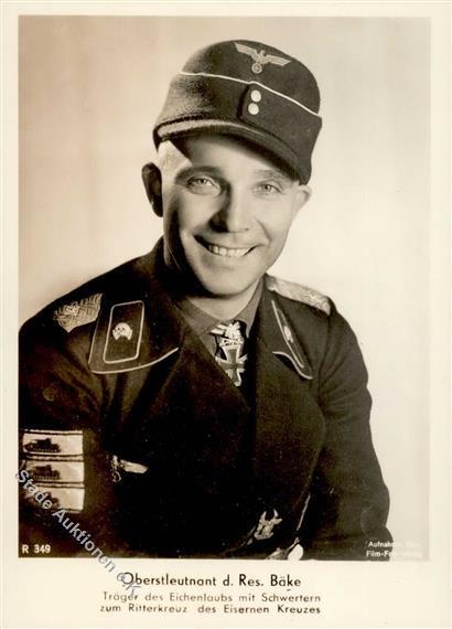 Ritterkreuzträger WK II Bake, Franz Oberstleutnant Foto AK I-II - Oorlog 1939-45