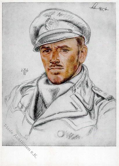 Willrich Nr. P1 R5 Nr. 3 WK II Schulze Kapitänleutnant Künstlerkarte I-II - Oorlog 1939-45