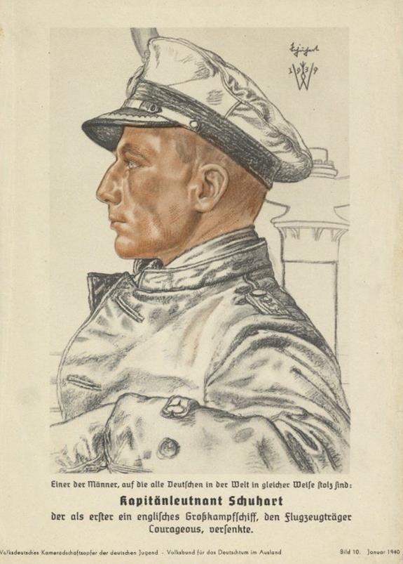 Willrich, Wolfgang WK II Ritterkreuzträger Schuhart, Kapitänleutnant Bild 10 Januar 1940 I-II (Stauchung) - Oorlog 1939-45