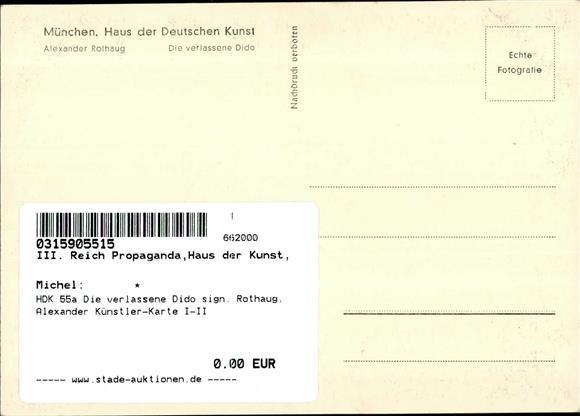 HDK 55a Die Verlassene Dido Sign. Rothaug, Alexander Künstler-Karte I-II - Guerra 1939-45