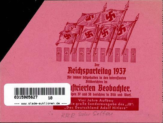 Reichsparteitag Nürnberg (8500) Eintrittskarte Große Antibolschewistische Schau  I-II R!R! - Guerra 1939-45