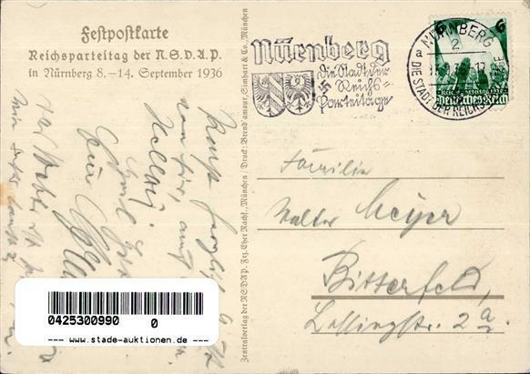 Reichsparteitag Nürnberg (8500) WK II 1936 Sign. Klein, R.  I-II (fleckig) - Guerra 1939-45
