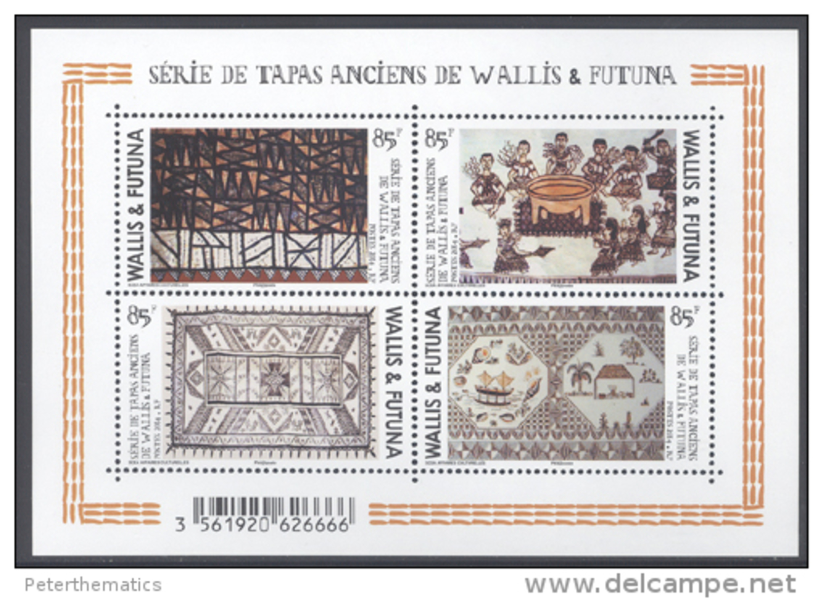 WALLIS ET FUTUNA , 2014,TAPESTRIES, DESIGNS, SHELLS, BOATS, SHEETLET OF 4v - Autres & Non Classés