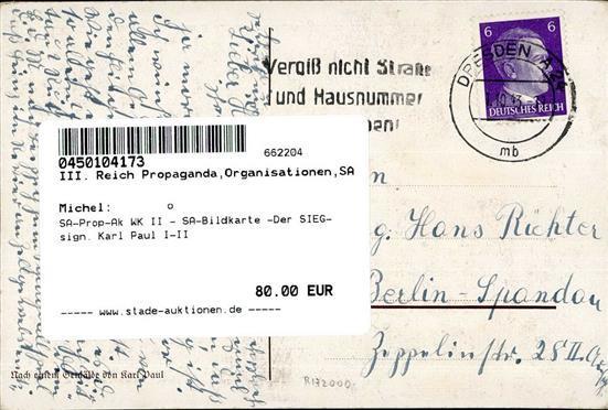 SA-Prop-Ak WK II - SA-Bildkarte -Der SIEG- Sign. Karl Paul I-II - Guerra 1939-45