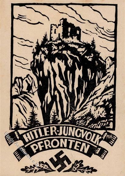 WK II HJ Jungvolk Pfronten Künstler-Karte I-II (fleckig) - Guerra 1939-45