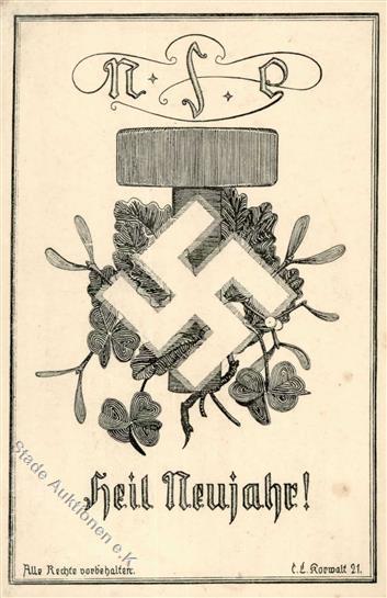 HAKENKREUZ WK II - HEIL NEUJAHR! NS-ÖSTERREICH Sign. 1921 I-II - Guerra 1939-45