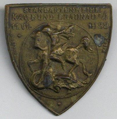 WK II Anstecknadel Standarten Weihe Kav. Bund Braunau 1933 I-II - Oorlog 1939-45