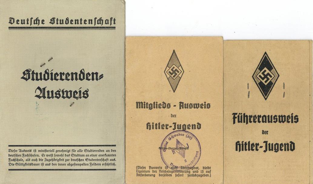 WK II Dokumente HITLERJUGEND 3 Ausweise Einer Person I-II - Oorlog 1939-45