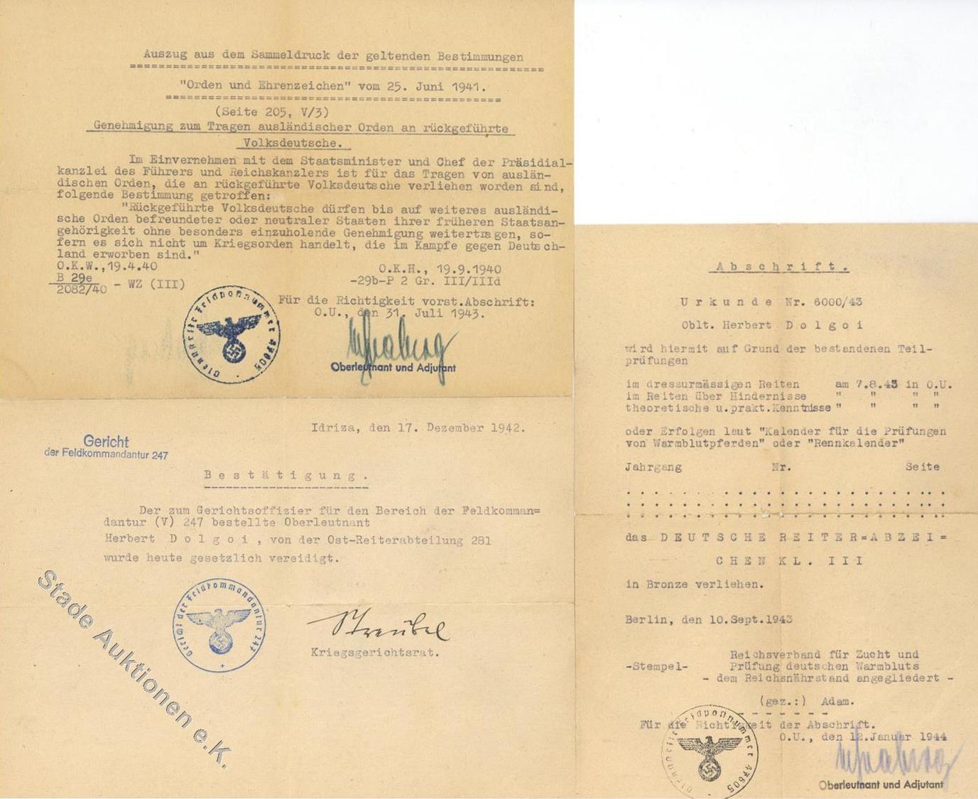 WK II Dokumente Sonderführer U. Gerichtsoffizier H. Doljoi Wehrpass Mit Vielen Eintragungen, Soldbuch, Usw. Toller Nachl - Guerra 1939-45