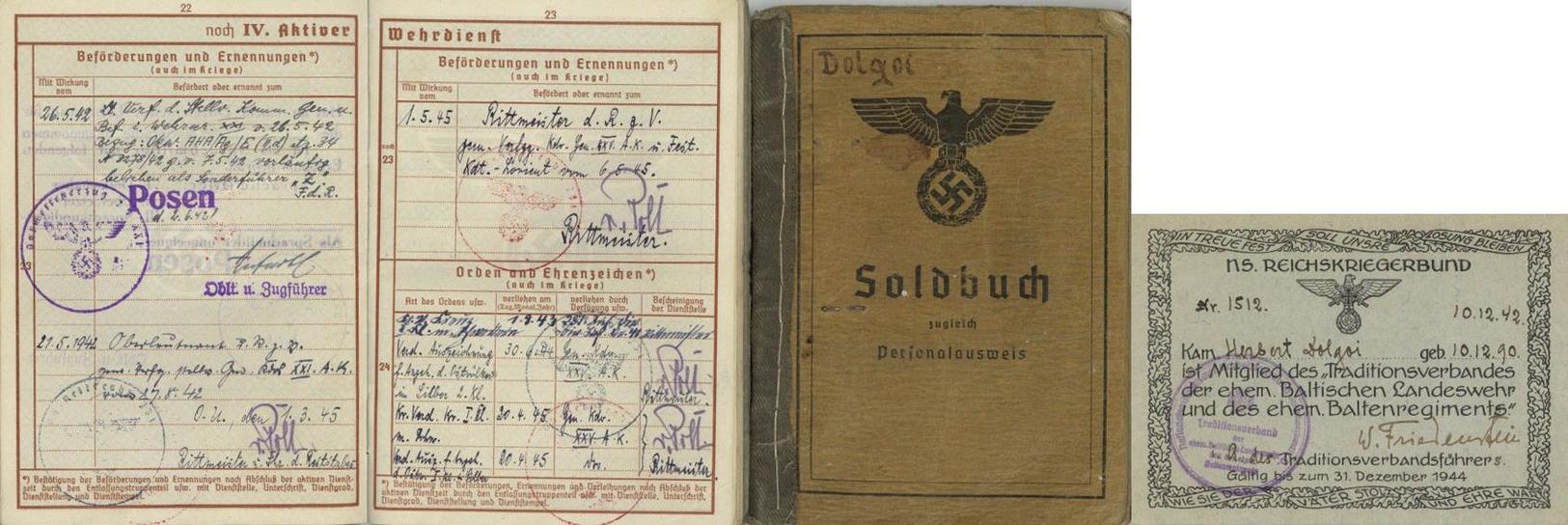 WK II Dokumente Sonderführer U. Gerichtsoffizier H. Doljoi Wehrpass Mit Vielen Eintragungen, Soldbuch, Usw. Toller Nachl - Guerra 1939-45