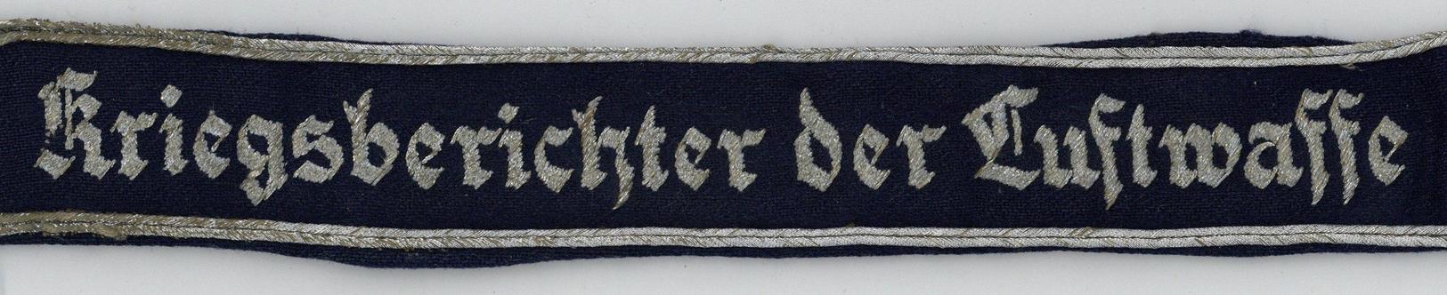 WK II MILITARIA - ÄRMELBAND - KRIEGSBERICHTER Der LUFTWAFFE I - Oorlog 1939-45