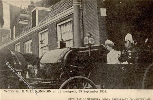 Synagoge AMSTERDAM - Die Königing Besucht Die Synagoge 28.9.1904 I-II Synagogue - Jodendom