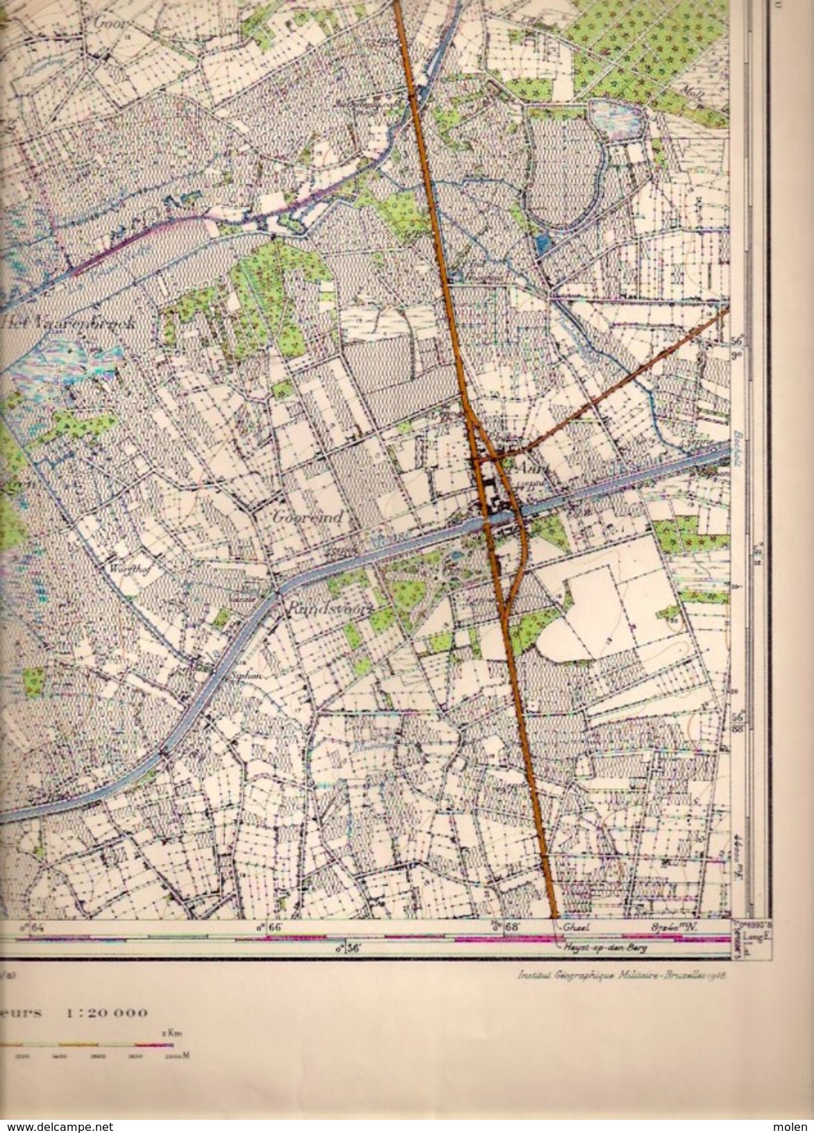 STAFKAART 16/4 Meting 1865 KASTERLEE TIELEN LICHTAART OPSTAL HOGE-RIELEN KLEIN-REES TERLO OLEN TEN-AARD Geel Kaart S368 - Kasterlee