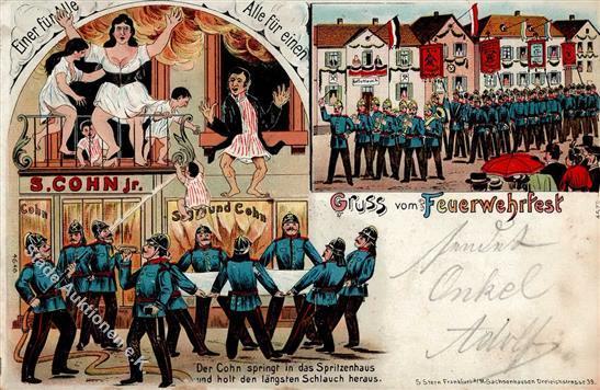 Judaika Der Kleine Cohn Feuerwehrfest Litho 1904 I-II Judaisme - Jodendom