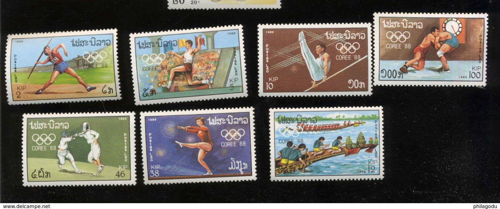 1988  LAOS Jeux Olympiques  Coree  SEOUL 1988   Cote 7,50 E  Escrime Athlétisme - Laos