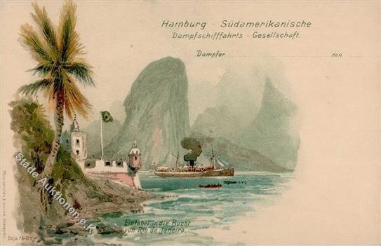 Dampfer Dampfer Hamburg Südamerikanische Dampfschifffahrts Gesellschaft Lithographie I-II - Guerra