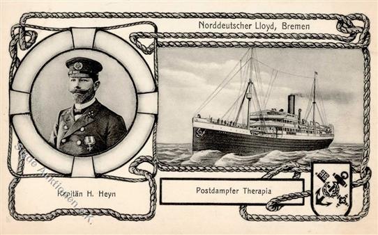 Dampfer Postdampfer Therapia Kapitän H. Heyn Norddeutscher Lloyd  I-II - Oorlog