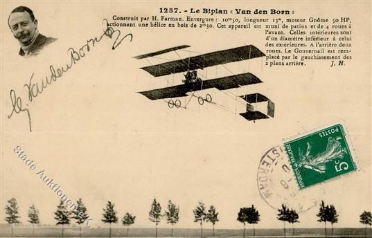 Flugzeug Vor 1945 Le Biplan Vn Den Born Mit Unterschrift I-II (RS Abschürfung) Aviation - Aviatori