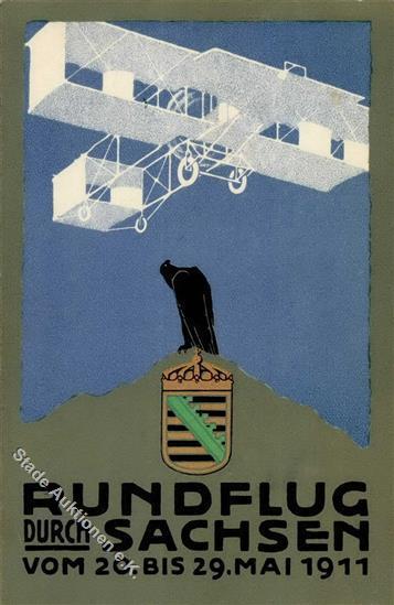 Flugereignis Rudflug Durch Sachsen 1911 Künstler-Karte I-II Aviation - Aviatori