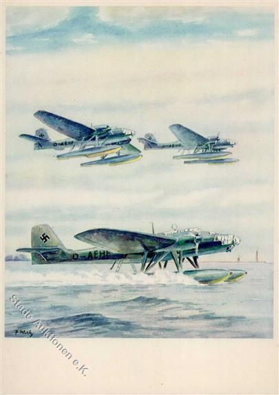 Flugwesen WK II WK II Heinkel Seemehrzweckflugzeug He 115 Künstlerkarte I-II Aviation - Aviatori
