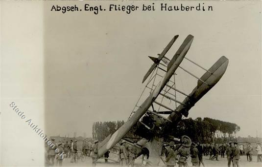 Flugzeuge WK I Abgeschossener Engl. Flieger Bei Hauberdin Foto AK 1916 I-II Aviation - Piloten