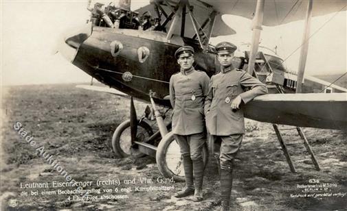 Sanke, Pilot Nr. 636 Eisenmenger Leutnant U. Gund Vfw. Foto AK I- - Piloten