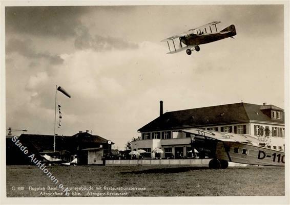 Flughafen Flugplatz Basel Foto AK I-II - Aviatori