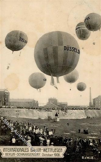 Ballon Intern. Wettfliegen Berlin Schmargendorf 1908 I-II (fleckig) - Mongolfiere