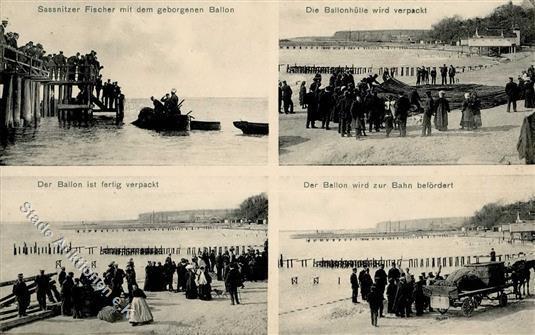 Ballon Sassnitz (O2355) Bergung Der Ballonreste Der Pommern 1910 I-II - Mongolfiere