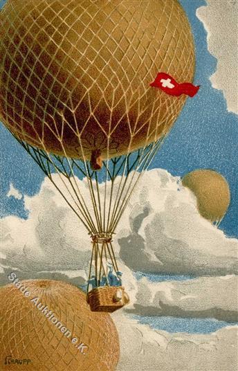 Ballon Zürich (8000) Schweiz Gordon Bennett Wettfliegen  1909 I-II - Luchtballon