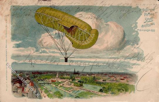 Ballon, 5 Pf Bayern Privat-GSK (Deutsche Sport Ausstellung München 1899), Mängel, Rs. Frassspuren, K1 MUENCHEN 31 AUG 99 - Luchtballon